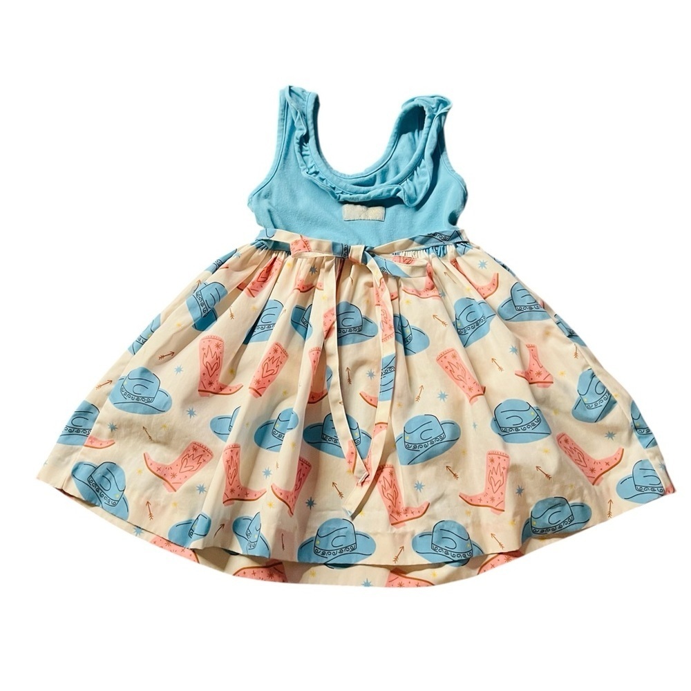 Eleanor Rose Blue, Pink and White Cowgirl Style Sleeveless Dress Size 2 - Picture 2 of 9
